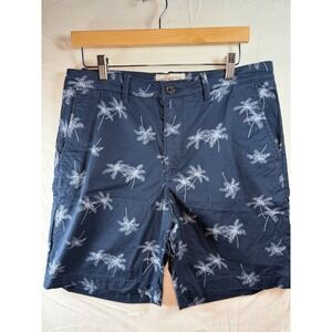 Original Penguin Mens Navy Blue Palm Tree Print Chino Shorts‎ Size 32Tropical